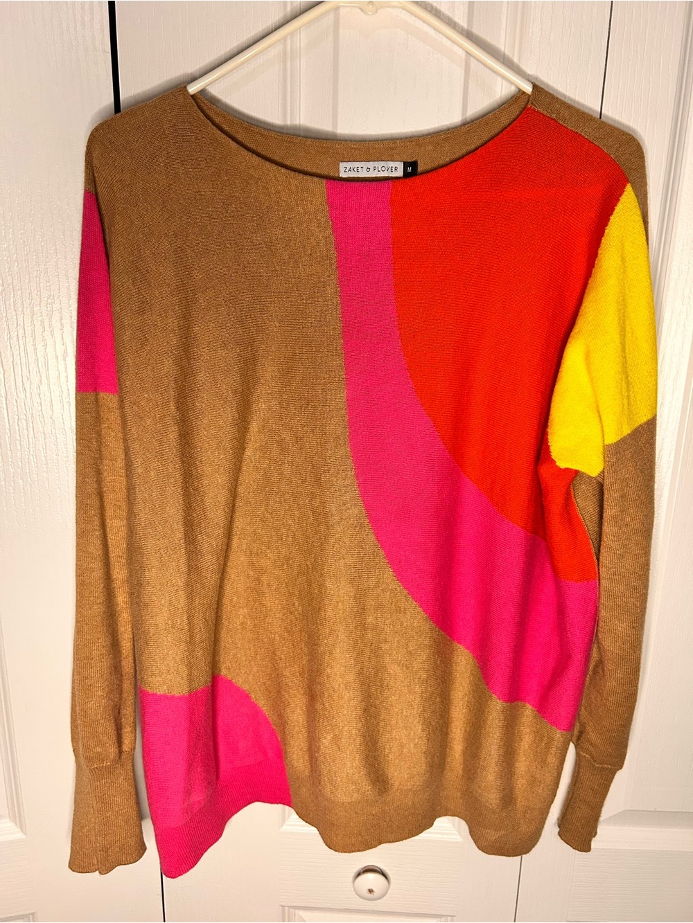 Zaket And Plover Sweater Women M Cashmere Cotton Colorblock Pullover Preppy